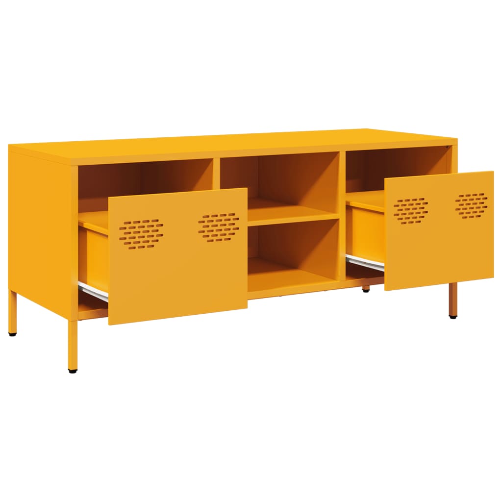 TV-Möbel DIV. TV-Bänk senapsgul 101,5x39x43,5 cm kallvalsat stål