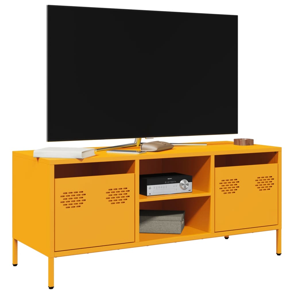 TV-Möbel DIV. TV-Bänk senapsgul 101,5x39x43,5 cm kallvalsat stål