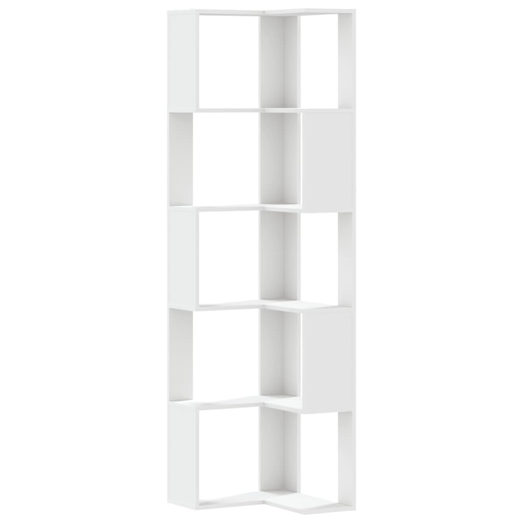 Bokhylla Vit hörn 5 hyllplan 50x50x179 cm