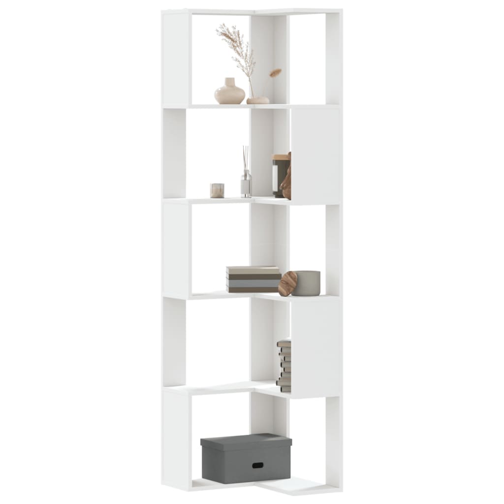 Bokhylla Vit hörn 5 hyllplan 50x50x179 cm