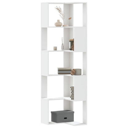 Bokhylla Vit hörn 5 hyllplan 50x50x179 cm