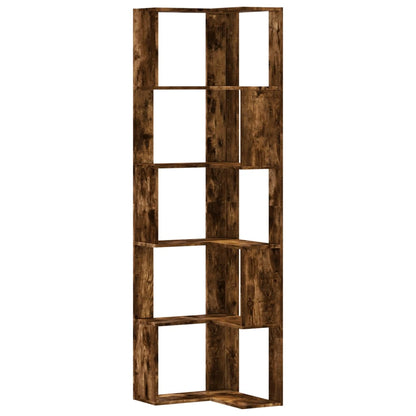 Bokhylla Rökfärgad Ek hörn 5 hyllplan 50x50x179 cm