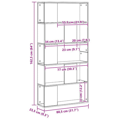 Bokhylla 5 hyllplan ek 80,5x23,5x162,5 cm konstruerat trä
