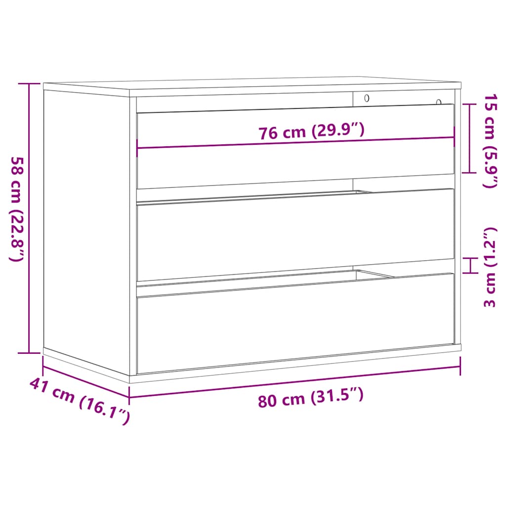 Byrå Svart 80x41x58 cm
