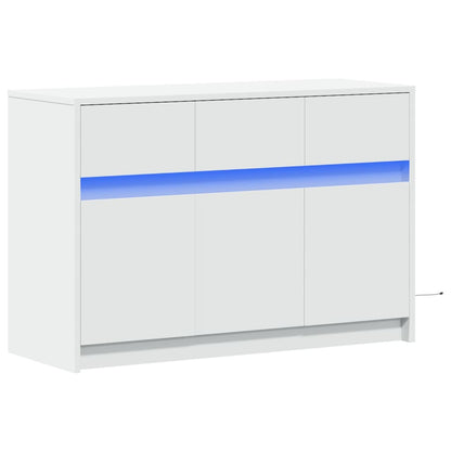 Tv-bänk med LEDs vit 91x34x61 cm konstruerat trä