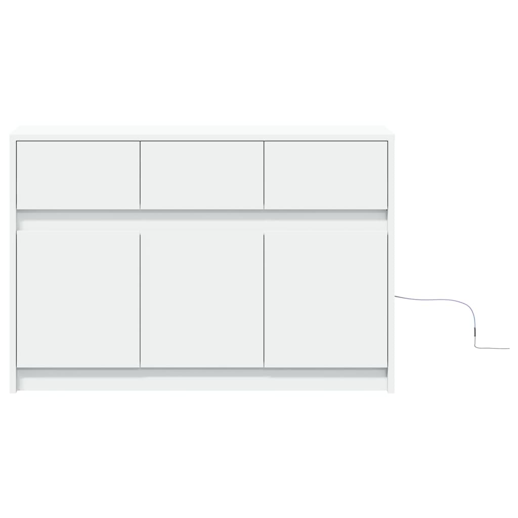 Tv-bänk med LEDs vit 91x34x61 cm konstruerat trä