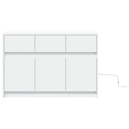 Tv-bänk med LEDs vit 91x34x61 cm konstruerat trä