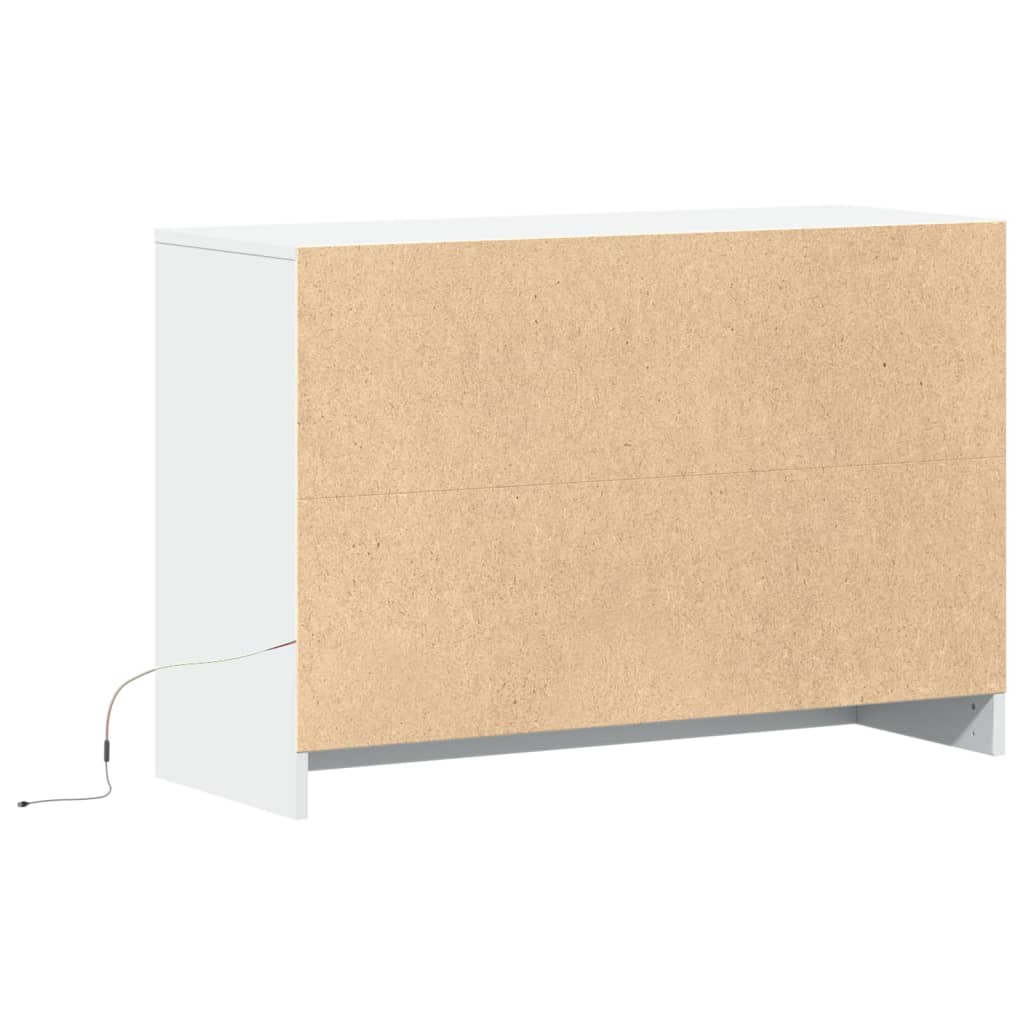 Tv-bänk med LEDs vit 91x34x61 cm konstruerat trä
