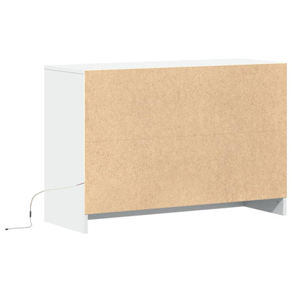 Tv-bänk med LEDs vit 91x34x61 cm konstruerat trä