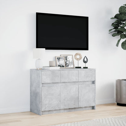 Tv-bänk med LEDs betonggrå 91x34x61 cm konstruerat trä