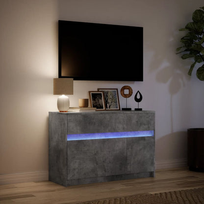 Tv-bänk med LEDs betonggrå 91x34x61 cm konstruerat trä