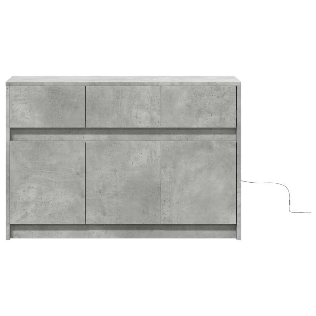 Tv-bänk med LEDs betonggrå 91x34x61 cm konstruerat trä