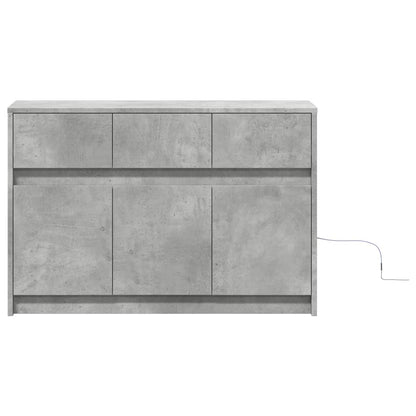 Tv-bänk med LEDs betonggrå 91x34x61 cm konstruerat trä