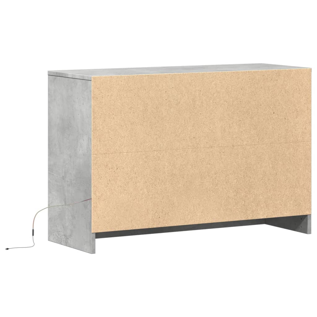 Tv-bänk med LEDs betonggrå 91x34x61 cm konstruerat trä