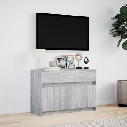 Tv-bänk med LEDs grå sonoma 91x34x61 cm konstruerat trä