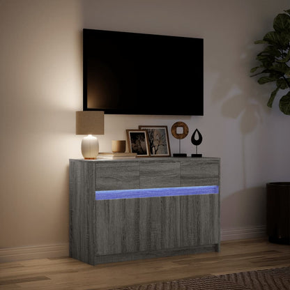 Tv-bänk med LEDs grå sonoma 91x34x61 cm konstruerat trä