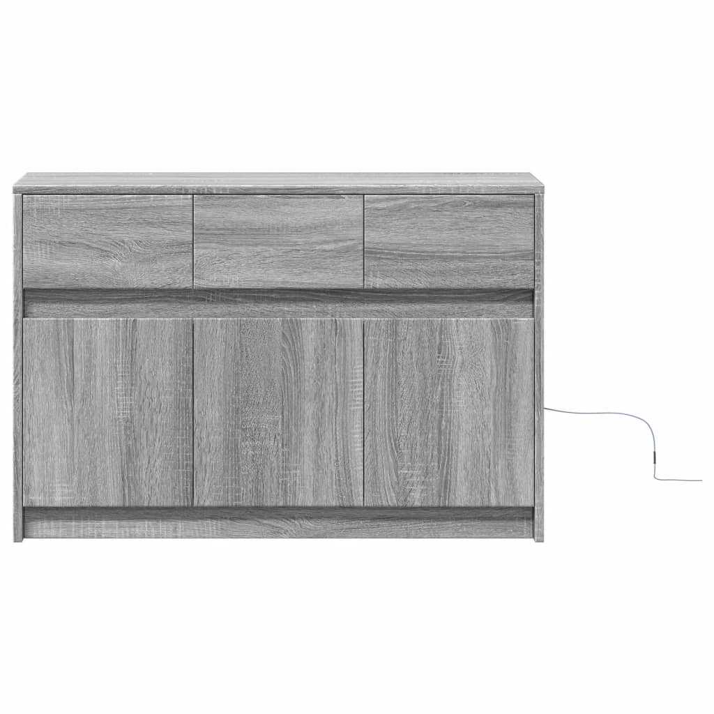 Tv-bänk med LEDs grå sonoma 91x34x61 cm konstruerat trä