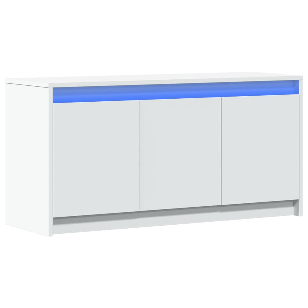 Tv-bänk med LEDs vit 100x34x50 cm konstruerat trä