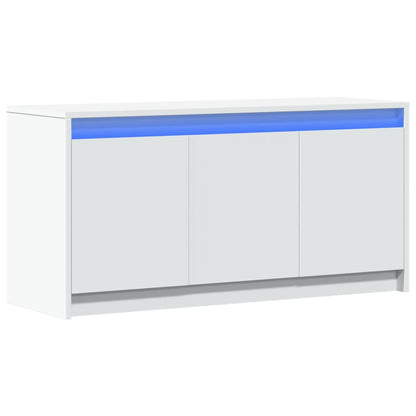 Tv-bänk med LEDs vit 100x34x50 cm konstruerat trä