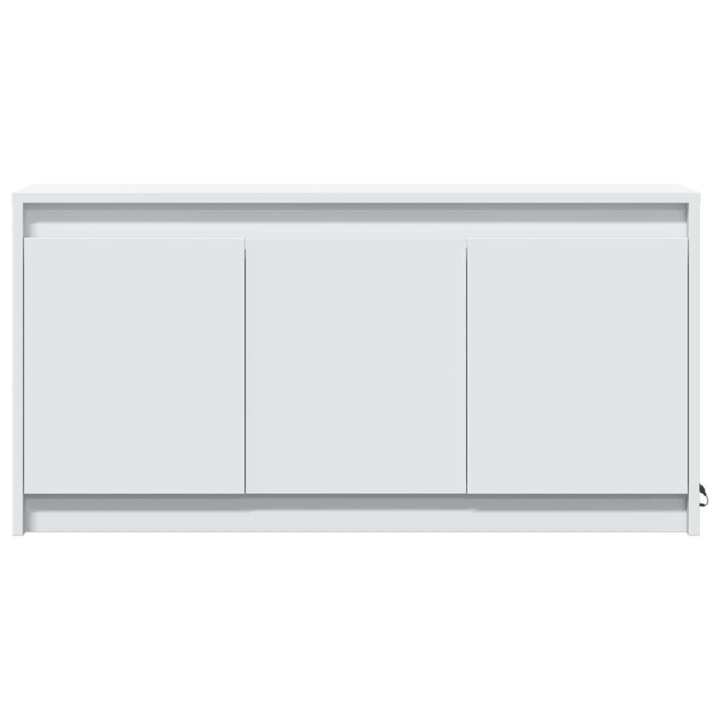 Tv-bänk med LEDs vit 100x34x50 cm konstruerat trä