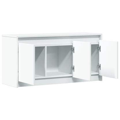 Tv-bänk med LEDs vit 100x34x50 cm konstruerat trä
