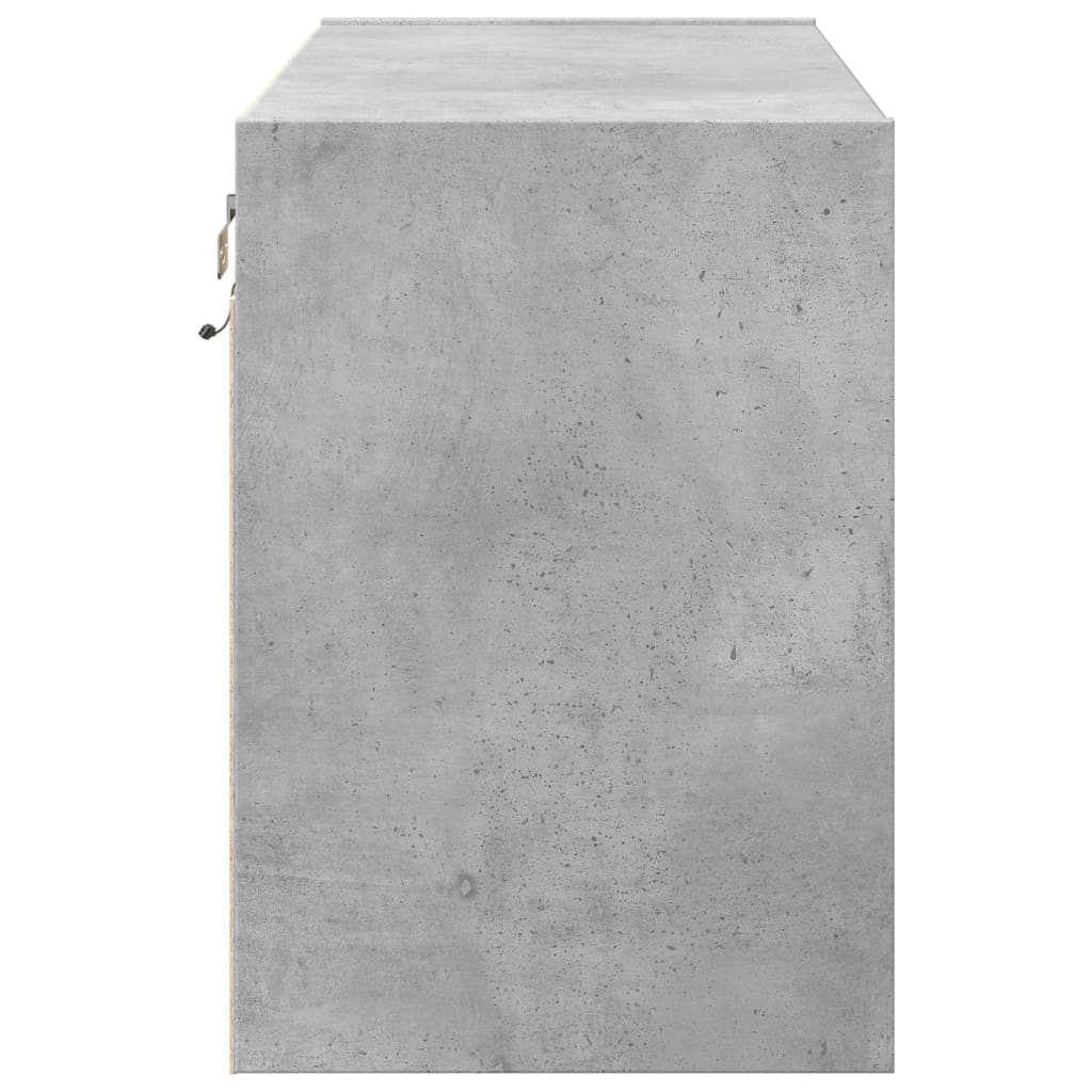 TV-Möbel Betonggrå Väggmonterad TV-Bänk LED 80x31x45 cm