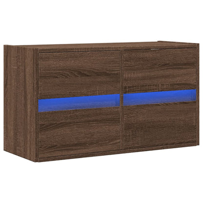 TV-Möbel Brun Ek Väggmonterad TV-Bänk LED 80x31x45 cm