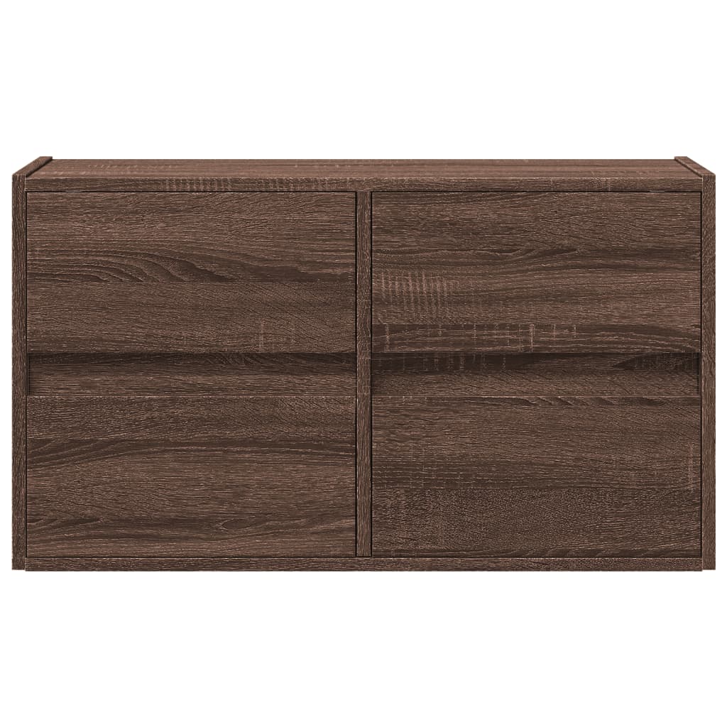 TV-Möbel Brun Ek Väggmonterad TV-Bänk LED 80x31x45 cm