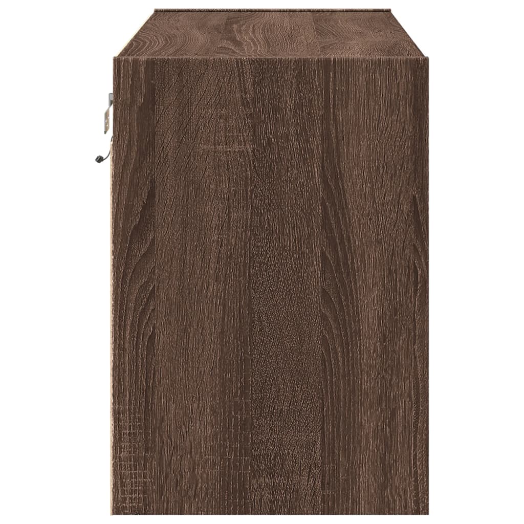 TV-Möbel Brun Ek Väggmonterad TV-Bänk LED 80x31x45 cm