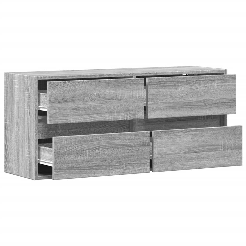 TV-Möbel Sonoma Grå Väggmonterad TV-Bänk LED 100x31x45 cm