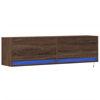 Väggmonterad tv-bänk LED brun ek 140x31x38 cm