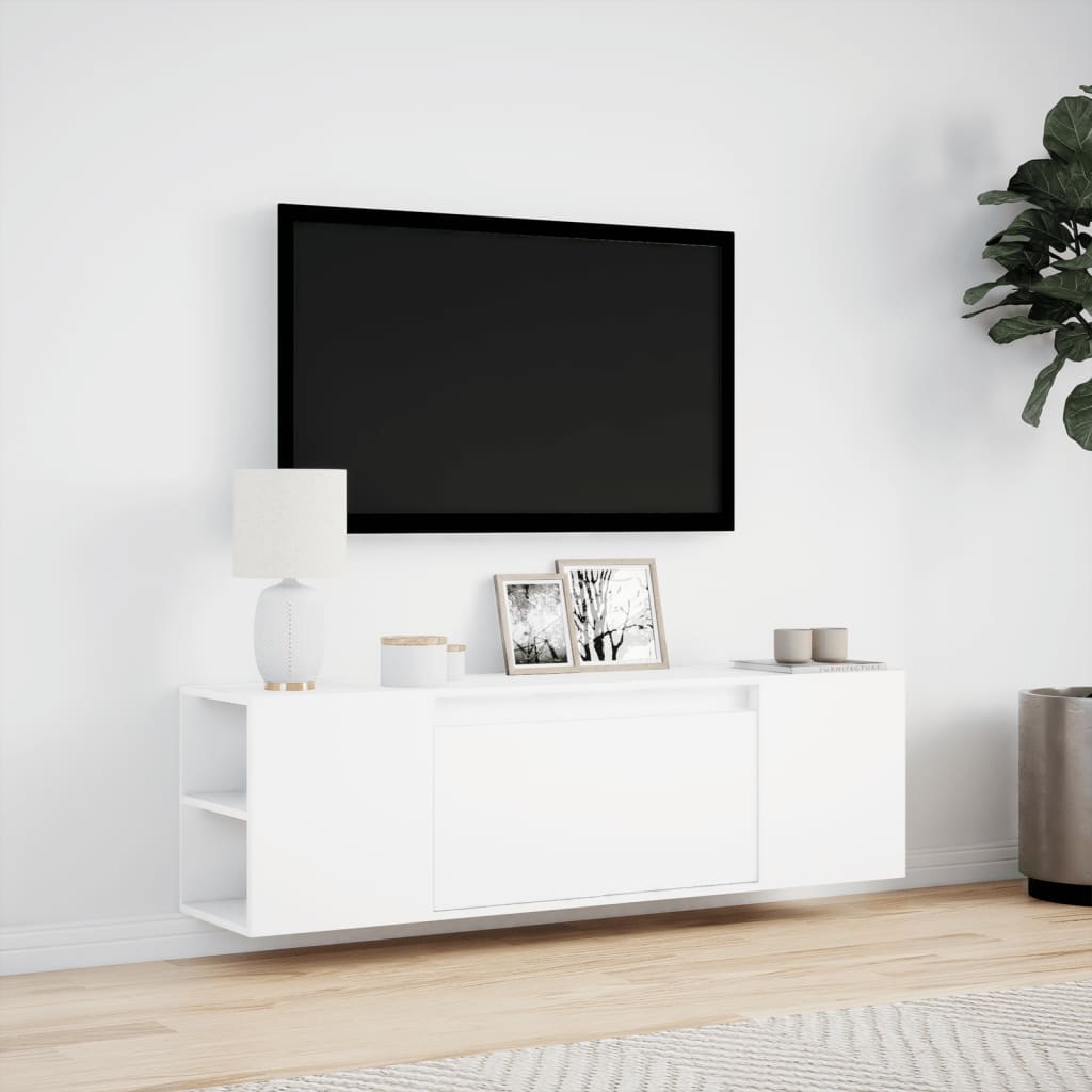 TV-Möbel Vit TV-Bänk LED 135x31x39,5 cm