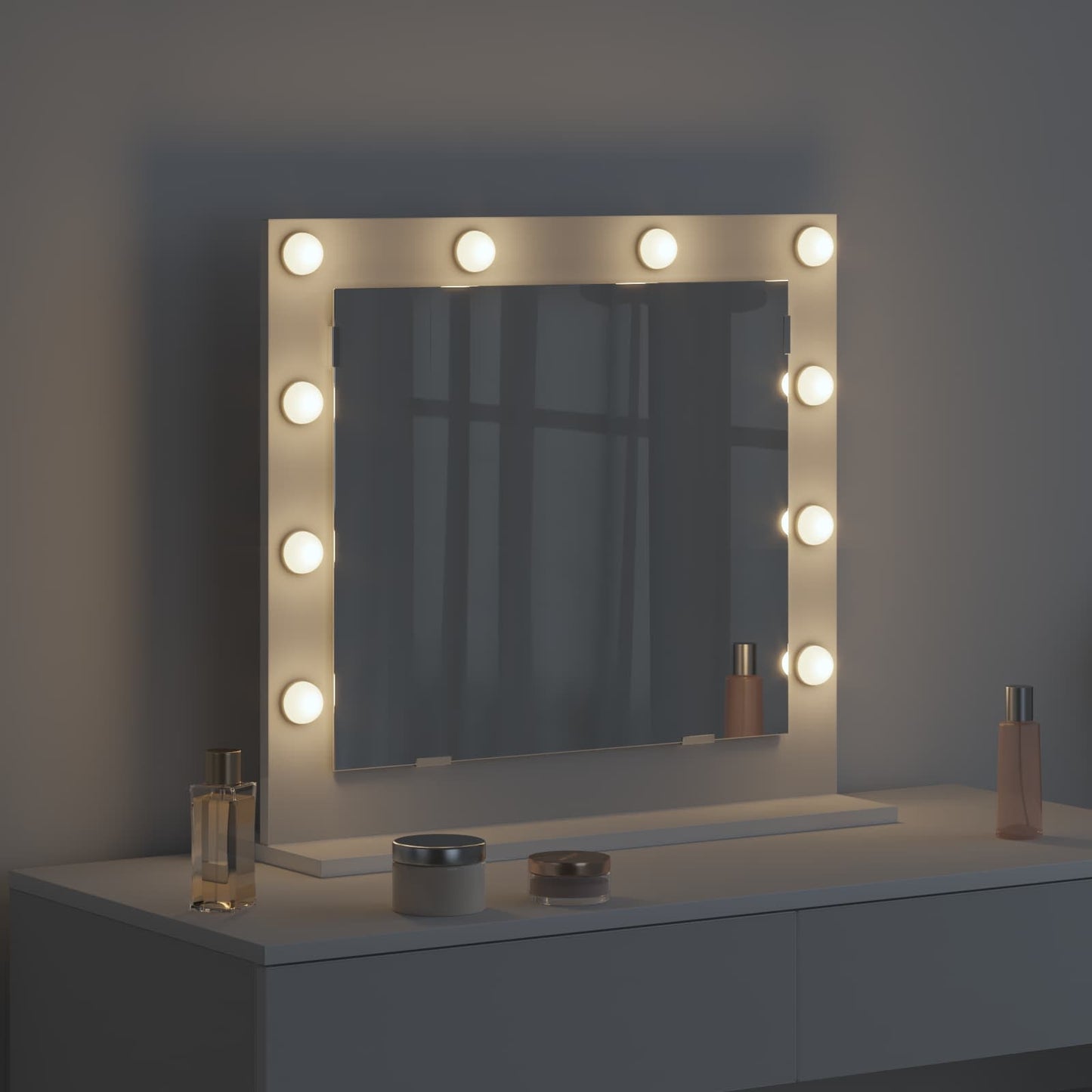Sminkspegel Vit 60 x 55 x 18 cm Glas och