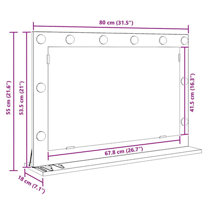 Sminkspegel Vit 80 x 15 x 18 cm Glas och