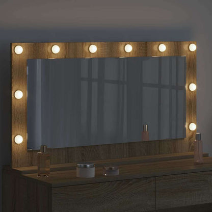 Smink Spegel med LED -remsljus Sonoma-ek 100 x 55 x 18 cm