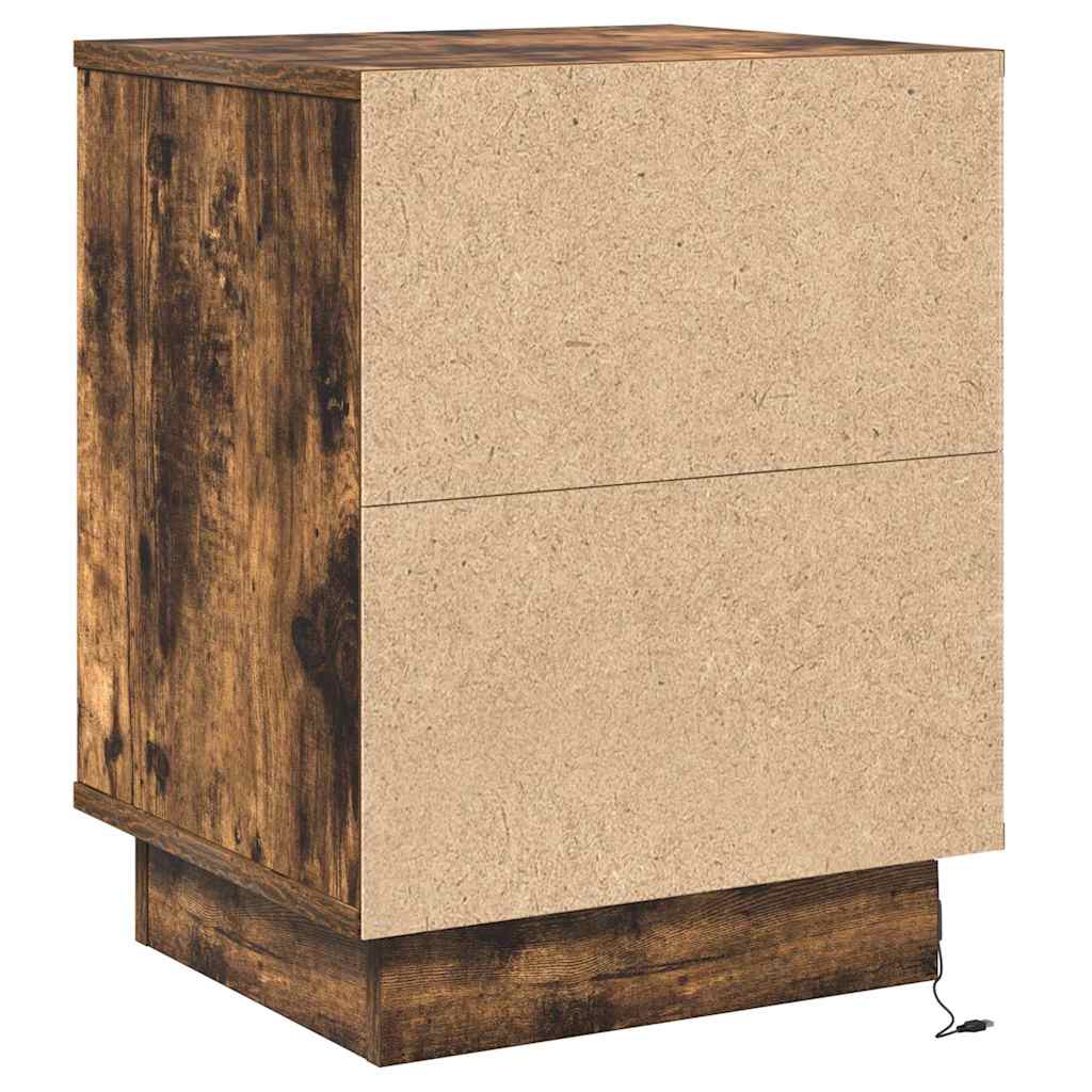 Nattduksbord 2 pcs Rökt ek 39 x 34,5 x 50 cm Konstruerat trä