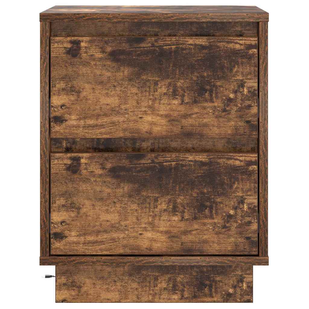 Nattduksbord 2 pcs Rökt ek 39 x 34,5 x 50 cm Konstruerat trä