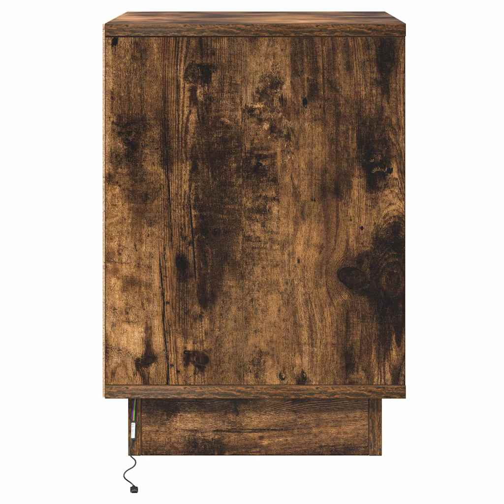 Nattduksbord 2 pcs Rökt ek 39 x 34,5 x 50 cm Konstruerat trä