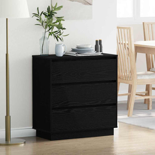 Nattduksbord Svart Ek 71 x 34,5 x 75 cm Konstruerat trä