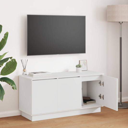 TV-skåp med LED -remsljus Vit 100 x 38 x 49 cm Konstruerat trä