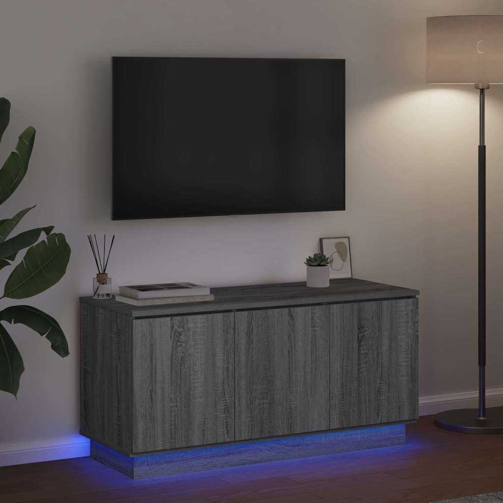 TV-Möbel Sonoma Grå TV Skåp med LED 100 x 38 x 49 cm