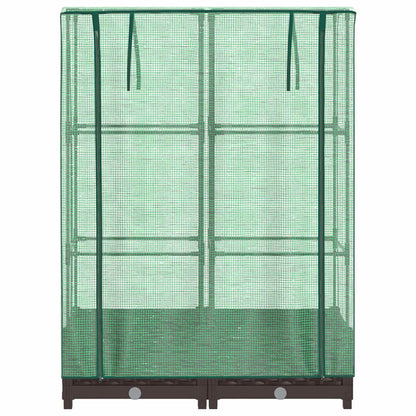 Odlingslåda med växthusöverdrag rottinglook 80x40x123 cm