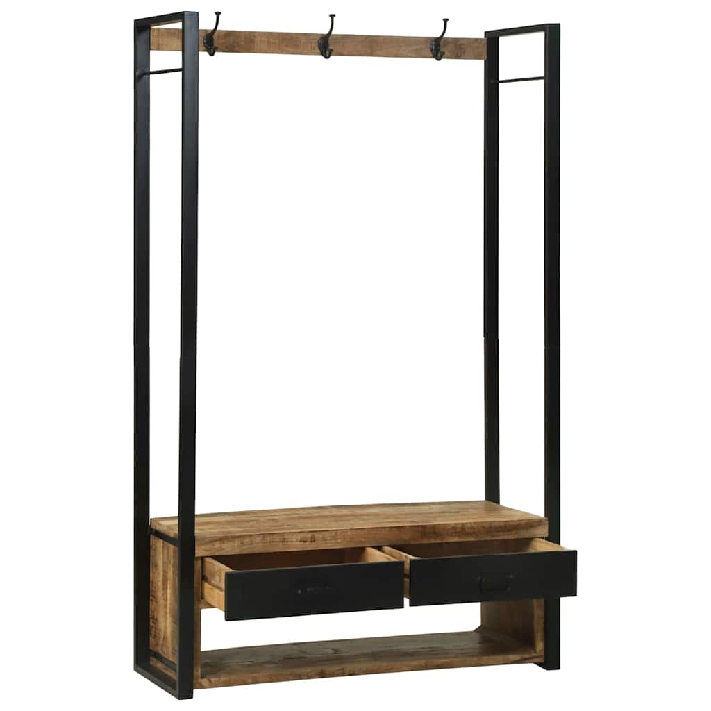 Hallmöbel Klädhängare med låda Brun 110 x 40 x 185 cm Massivt Mangoträ