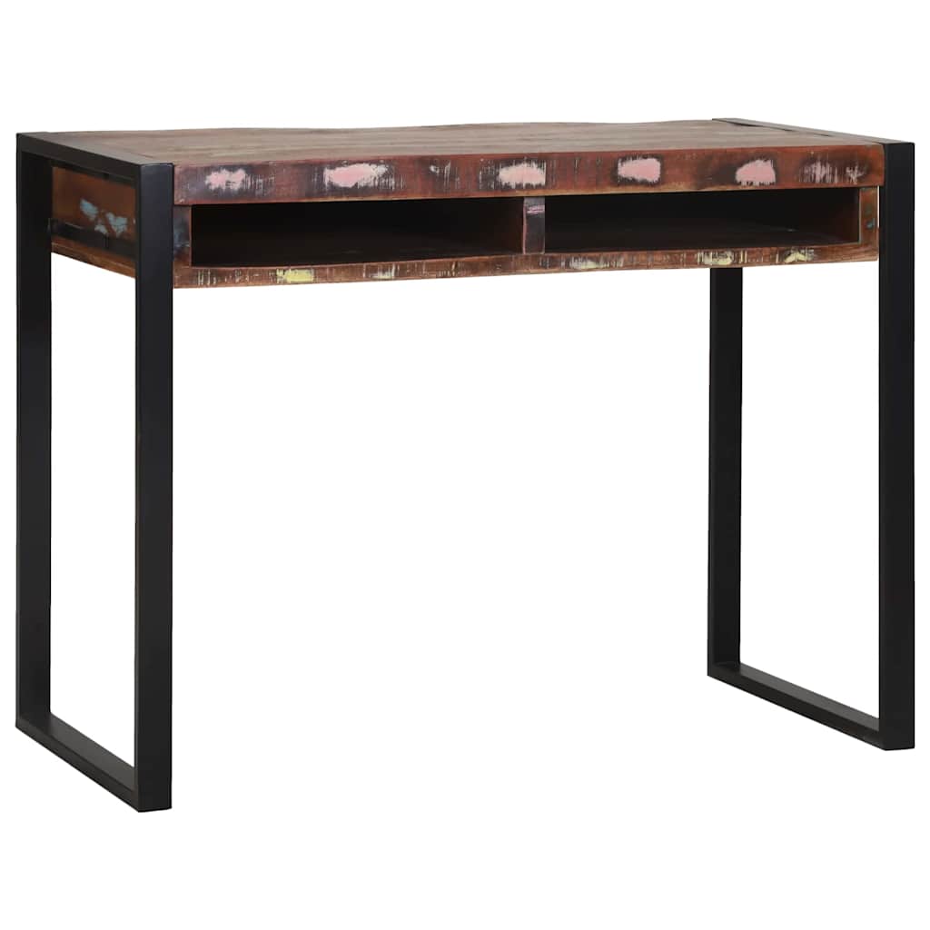 Sminkbord med hylla Flerfärgsdesign Massivt återvunnet trä