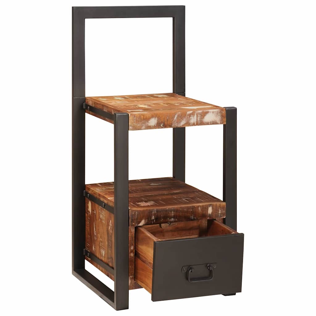 Hallmöbel Stol med låda Flerfärgsdesign Massivt återvunnet trä