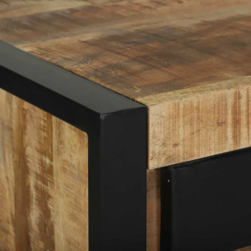 Sidobord Brun med låda 40 x 40 x 80 cm Massivt grovt mangoträ