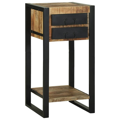 Sidobord Brun med låda 40 x 40 x 80 cm Massivt grovt mangoträ