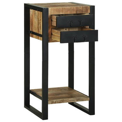 Sidobord Brun med låda 40 x 40 x 80 cm Massivt grovt mangoträ
