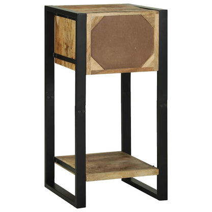 Sidobord Brun med låda 40 x 40 x 80 cm Massivt grovt mangoträ