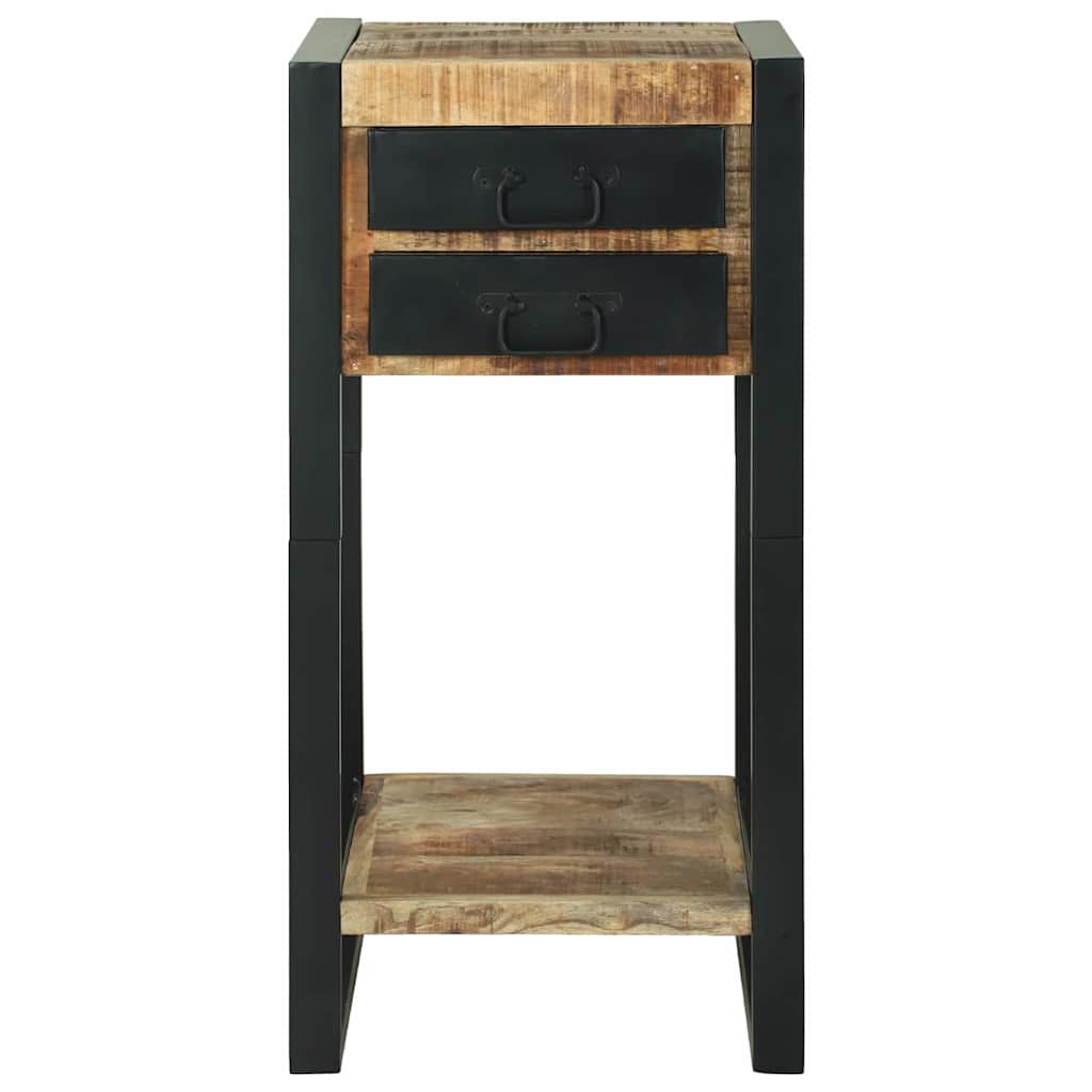 Sidobord Brun med låda 40 x 40 x 80 cm Massivt grovt mangoträ